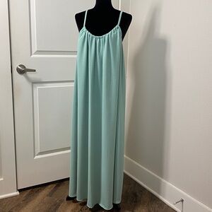 BOHO Summer Cami Lounge Dress Sleeveless Relaxed Casual Sage Open Back Maxi 16
